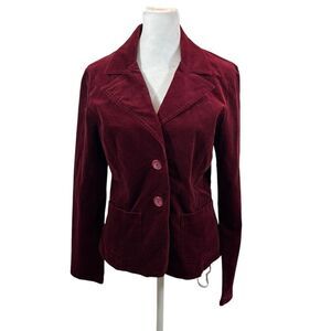 Ladies Vintage LaBelle Brand Burgundy Velour‎ Blazer Size 9